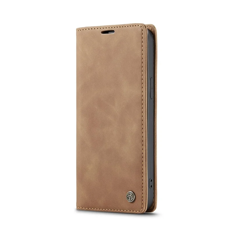 CASEME 013 Series For iPhone 12 Pro/12 Auto-absorbed Leather Stand Cover Flip Shell with Wallet - Brown