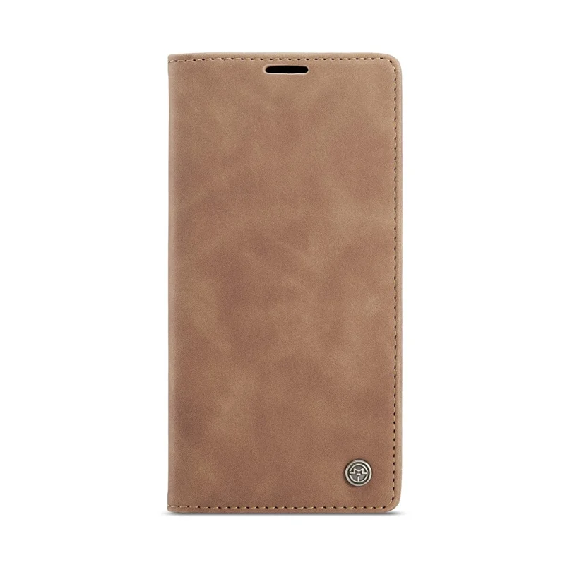 CASEME 013 Series For iPhone 12 Pro/12 Auto-absorbed Leather Stand Cover Flip Shell with Wallet - Brown