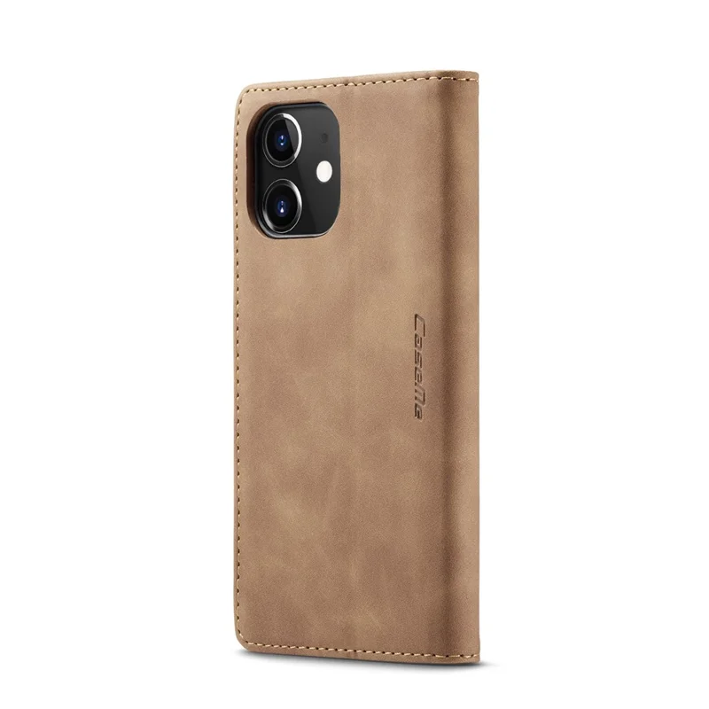 CASEME 013 Series For iPhone 12 Pro/12 Auto-absorbed Leather Stand Cover Flip Shell with Wallet - Brown