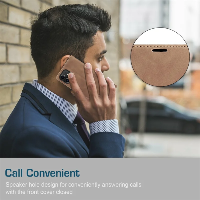 CASEME 013 Series For iPhone 12 Pro/12 Auto-absorbed Leather Stand Cover Flip Shell with Wallet - Brown