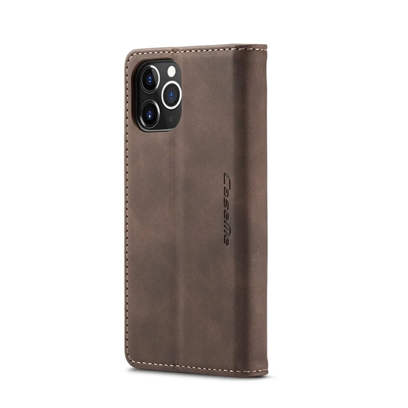 CASEME 013 Series Wallet Auto-absorbed Leather Flip Case for iPhone 12 Pro Max 6.7 inch - Coffee