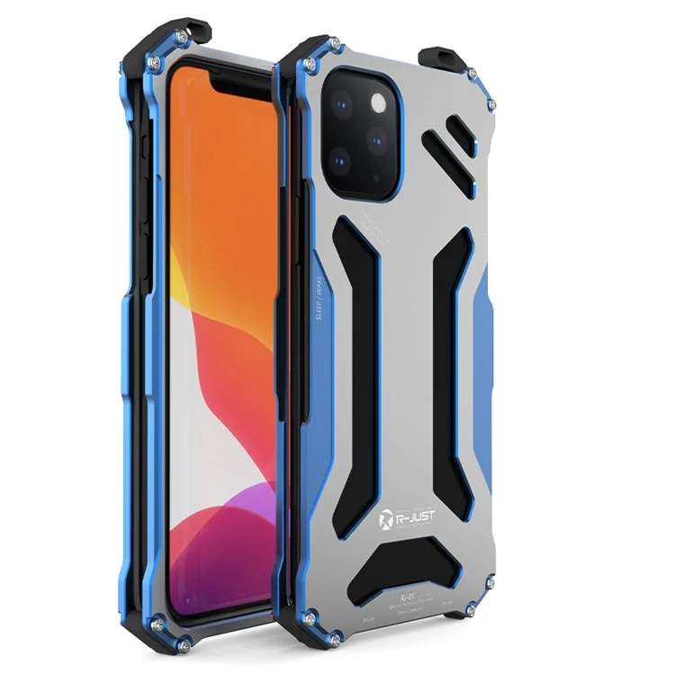 R-just Hollow Armour Metal Cover Para Iphone 12 Pro Max 6,7 Polegadas - Azul