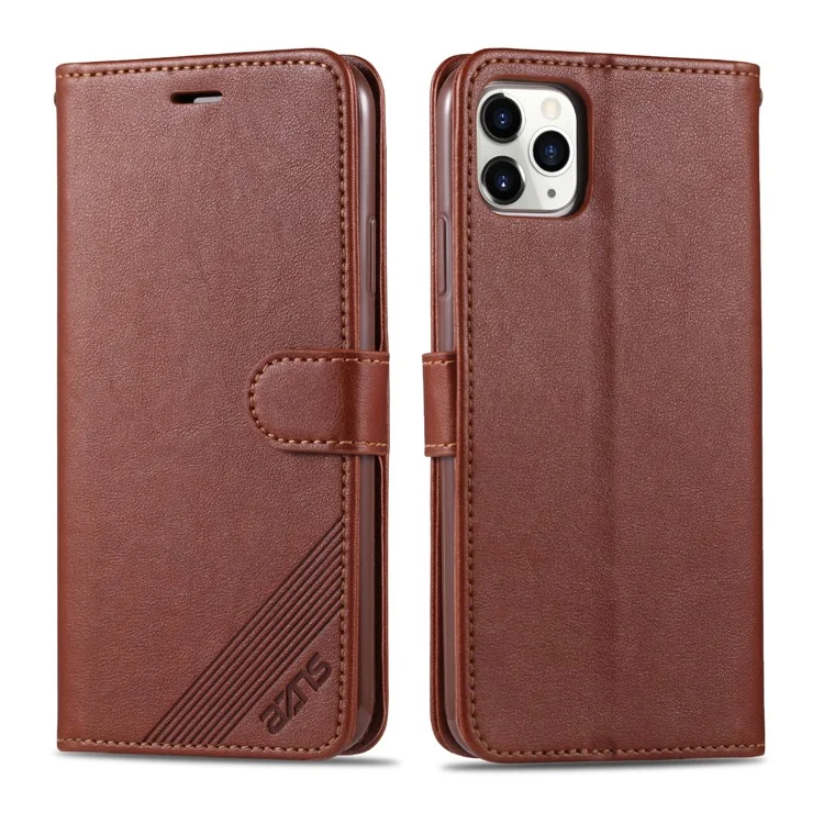 AZNS Leather Wallet Stand Case per iPhone 12 Pro/12 - Caffè