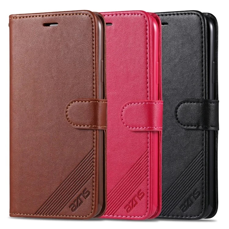 AZNS Leather Wallet Stand Case per iPhone 12 Pro/12 - Caffè