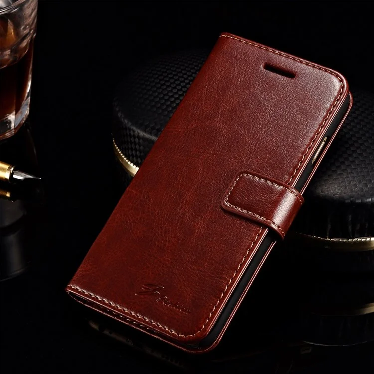 Retro Oil Buffed Folio Leather Wallet Stand Shell for iPhone 6s/6 - Brown