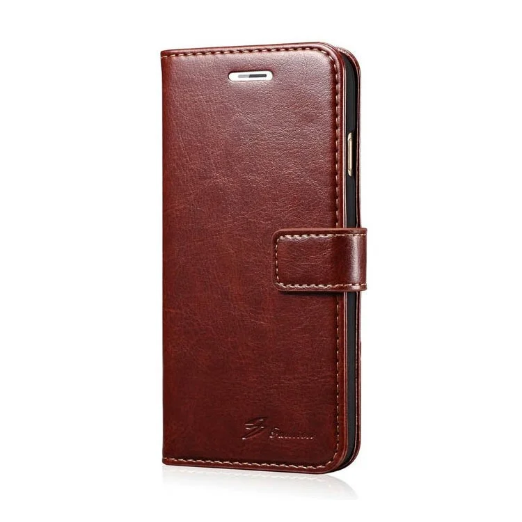 Retro Oil Buffed Folio Leather Wallet Stand Shell for iPhone 6s/6 - Brown