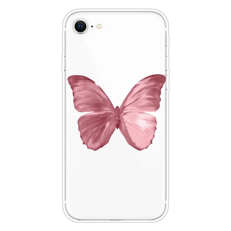 Cute Pattern Printing Soft TPU Protective Case for iPhone SE (2020)/SE (2022)/7/8 - Pink Butterfly