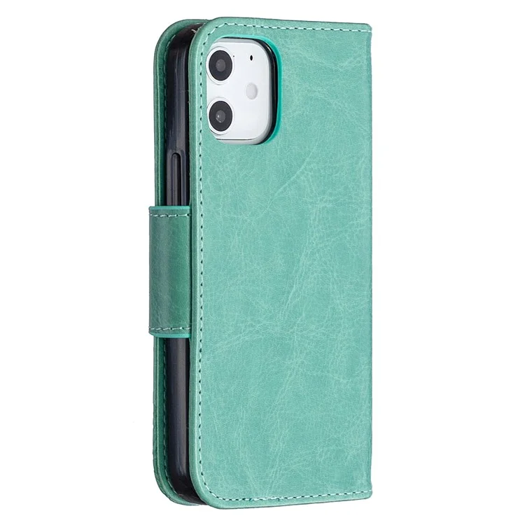 Impresión de la Billetera de Mariposa Case de Cuero Para Iphone 12 Mini 5.4 Pulgadas - Cian