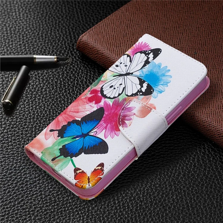 Pattern Printing Leather Wallet Protective Case for iPhone 12 Pro/12 - Butterflies