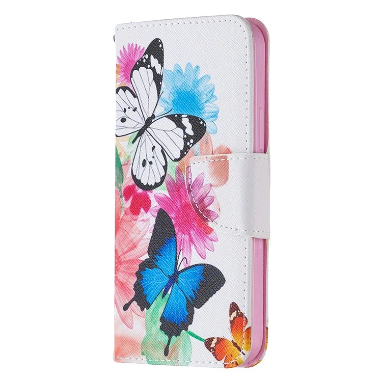 Pattern Printing Leather Wallet Protective Case for iPhone 12 Pro/12 - Butterflies