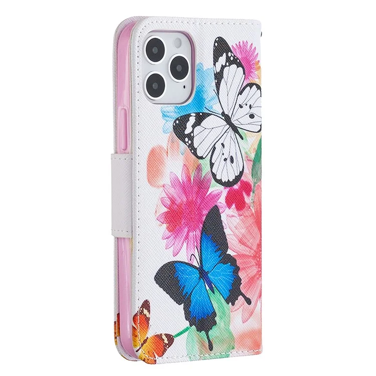 Pattern Printing Leather Wallet Protective Case for iPhone 12 Pro/12 - Butterflies