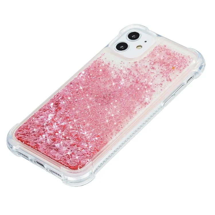 Glitter Powder Quicksand TPU Phone Cover for iPhone 12 Pro/12 - Red