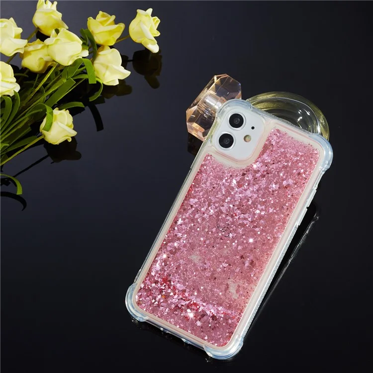 Glitter Powder Quicksand TPU Phone Cover for iPhone 12 Pro/12 - Red