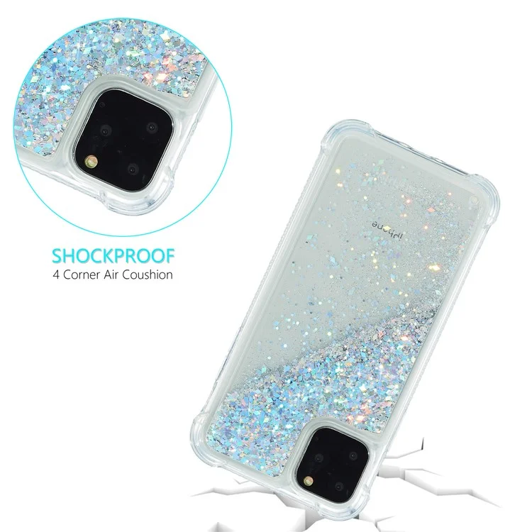 Poudre Pailletée Pure Color Quicksand TPU Case pour iPhone 12 Pro Max 6,7 pouces - Argent