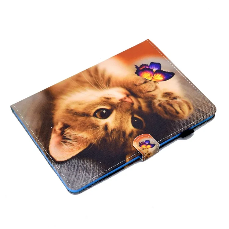 Custodia per Tablet con Stampa a Motivi in Pelle per iPad Pro 11 pollici (2021) / Air 11 pollici (2024) / Air (2020) / Air (2022) - Gatto e Farfalla