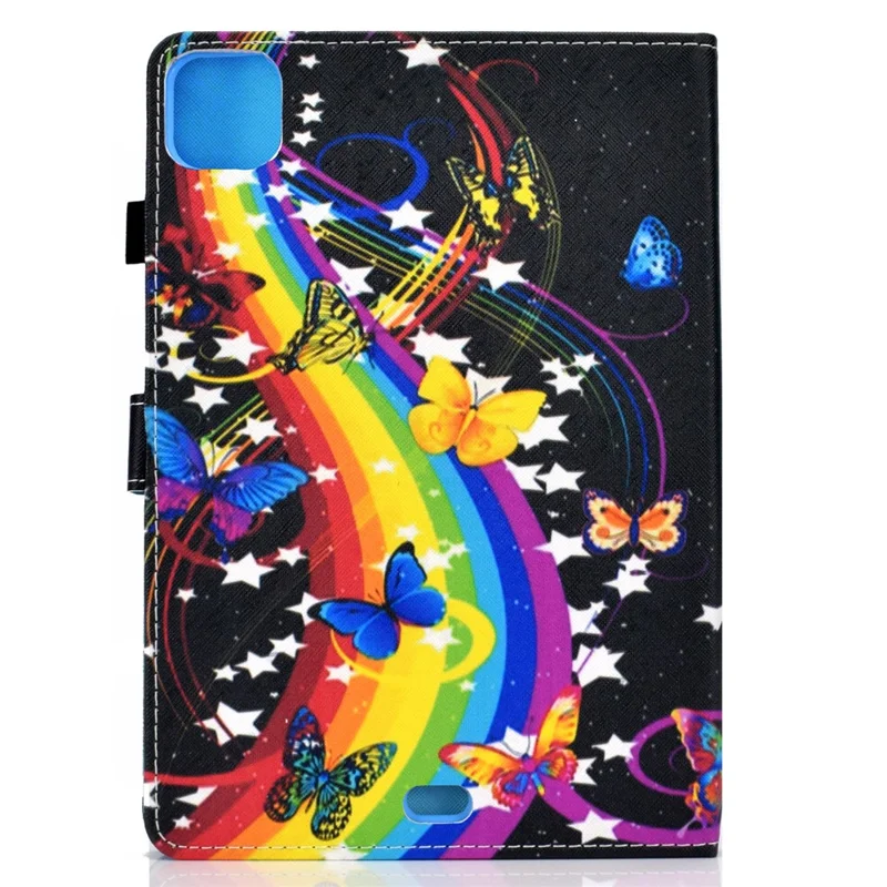 Pattern Printing Leather Card Holder Tablet Shell for iPad Air 11 (2026) / (2025) / (2024) / Air (2020) (2022) / Pro 11 (2021) - Rainbow and Butterfly