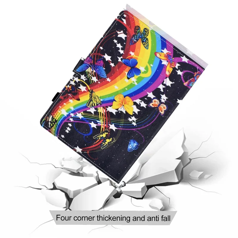 Pattern Printing Leather Card Holder Tablet Shell for iPad Air 11 (2026) / (2025) / (2024) / Air (2020) (2022) / Pro 11 (2021) - Rainbow and Butterfly