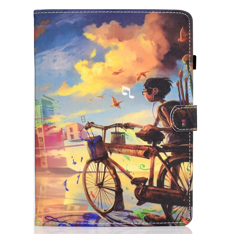 Pattern Printing Leather Card Holder Tablet Shell for iPad Air 11 (2025) / (2024) / Air (2020) (2022) / Pro 11 (2021) - Boy with Bicycle