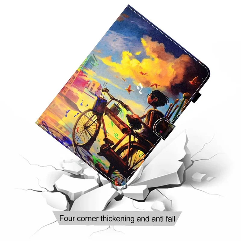 Pattern Printing Leather Card Holder Tablet Shell for iPad Air 11 (2025) / (2024) / Air (2020) (2022) / Pro 11 (2021) - Boy with Bicycle