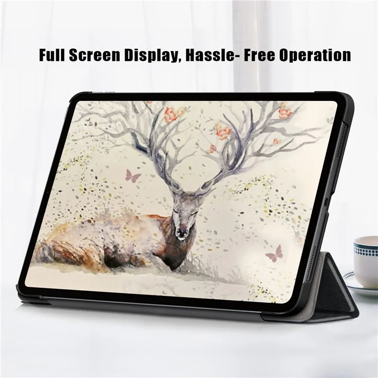 PU Leather Cover for iPad Air 11 (2025) / (2024) / Air (2020) / Air (2022) Tri-Fold Stand Folio Tablet Case - Black