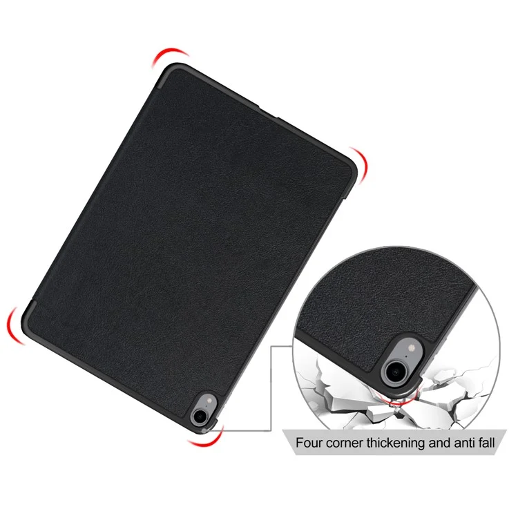 PU Leather Cover for iPad Air 11 (2025) / (2024) / Air (2020) / Air (2022) Tri-Fold Stand Folio Tablet Case - Black