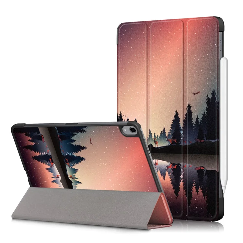 Pattern Printing Tri-Fold Stand PU Leather Magnetic Cover for iPad Air 11 (2025) / (2024) / Air (2020) / Air (2022) - Forest Scenery