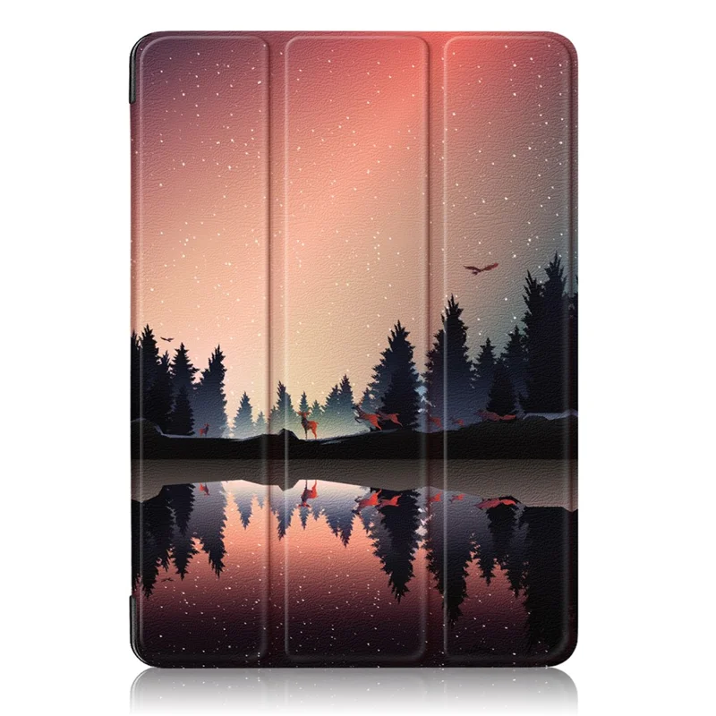 Pattern Printing Tri-Fold Stand PU Leather Magnetic Cover for iPad Air 11 (2025) / (2024) / Air (2020) / Air (2022) - Forest Scenery
