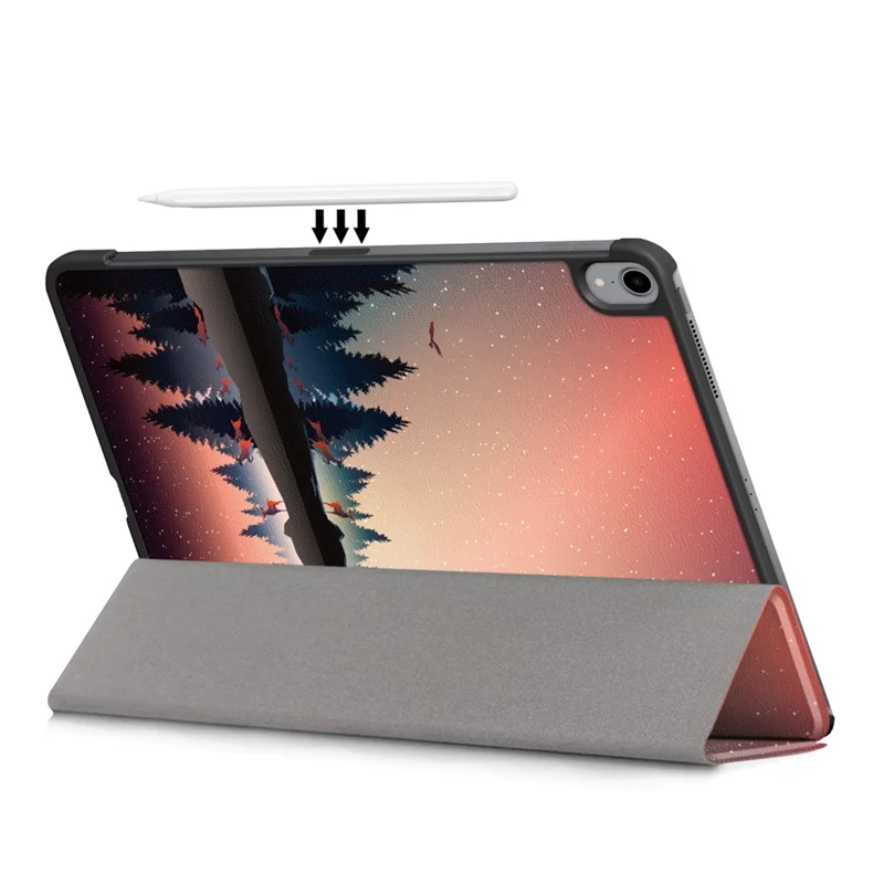 Pattern Printing Tri-Fold Stand PU Leather Magnetic Cover for iPad Air 11 (2025) / (2024) / Air (2020) / Air (2022) - Forest Scenery