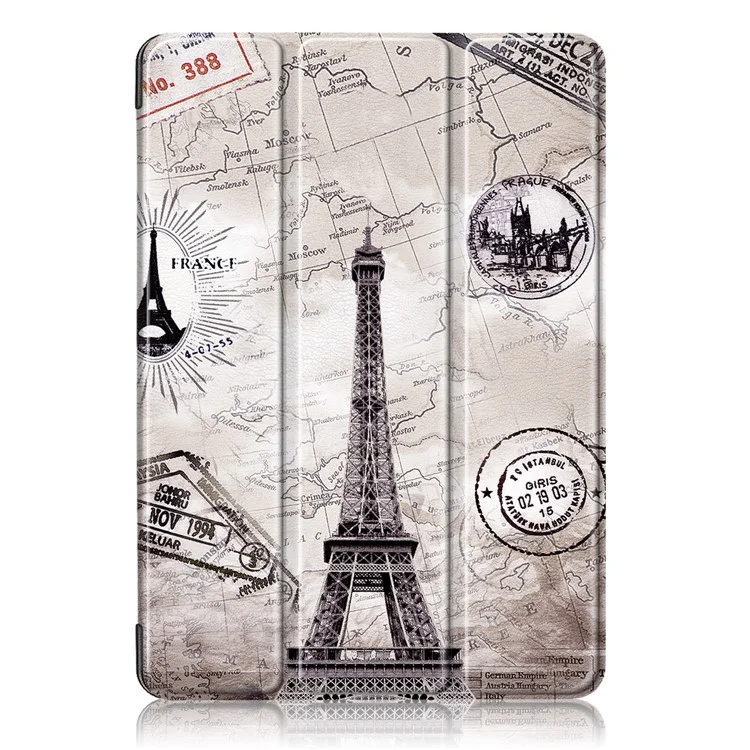 Custodia in pelle PU con copertura magnetica a triplo pieghevole e stampa a motivo per iPad Air 11 (2024) / Air (2020) / Air (2022) - Torre Eiffel retrò