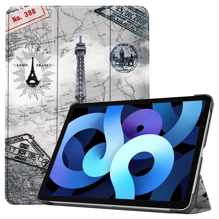 Pattern Printing PU Leather Tri-Fold Stand Shell Cover for iPad Air 11 (2025) / (2024) / Air (2022) / (2020) - Eiffel Tower