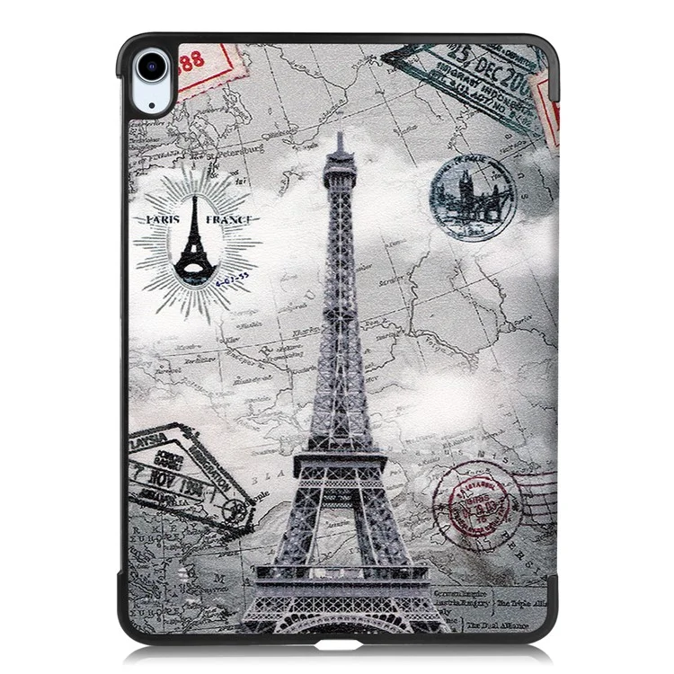 Impressão de Padrões Design Sleep/Wake Pul PU Caluro Tri-folto Taplo Combusto Combusto Combato Combato Combato de Cobeto de Completa Para Ipad Air (2020)/air (2022) - Torre Eiffel