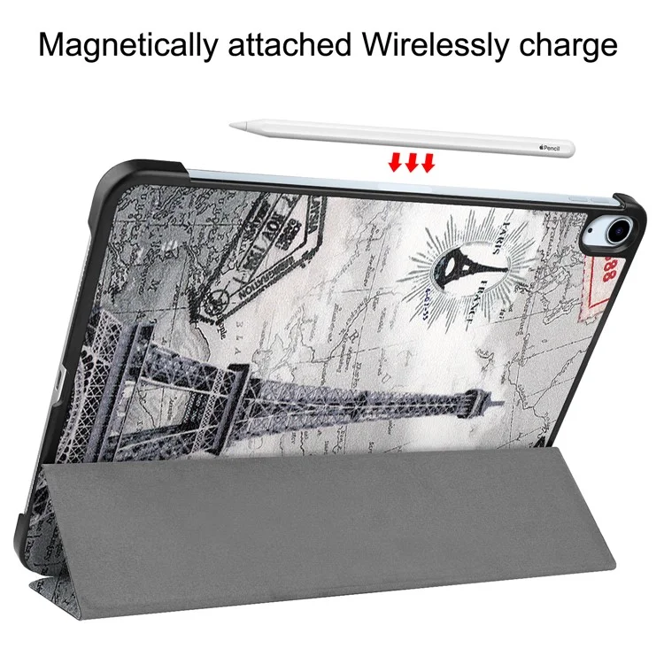 Pattern Printing PU Leather Tri-Fold Stand Shell Cover for iPad Air 11 (2025) / (2024) / Air (2022) / (2020) - Eiffel Tower