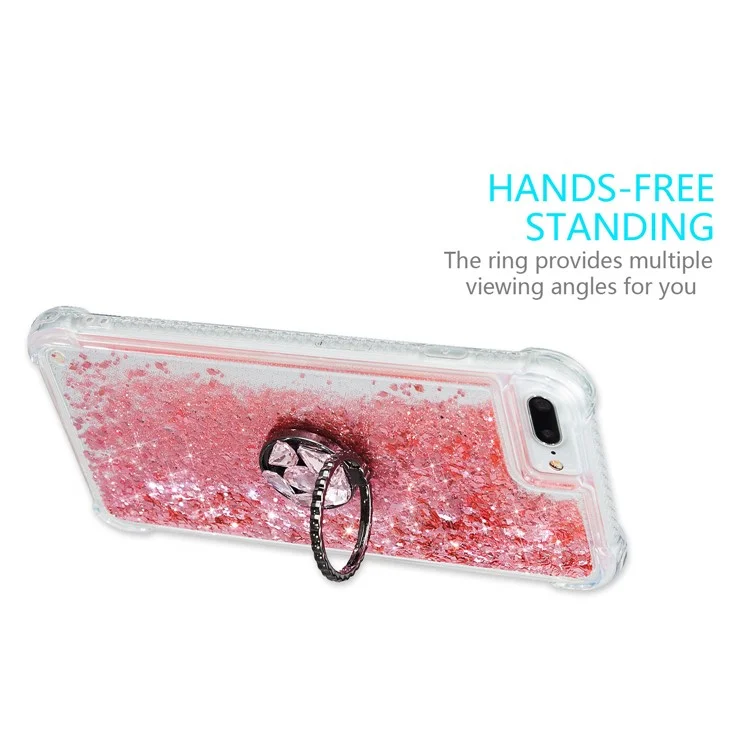 Poudre De Paillettes Quicksand Rhassone Décor Kickstand TPU Téléphone Shell Pour IPhone 6 Plus / 6S Plus / 7 Plus / 8 Plus - Rose