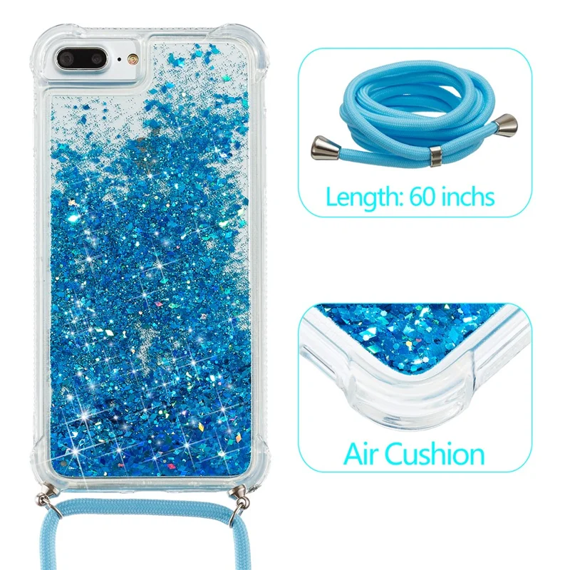 Glitterpoeder Quicksand TPU-hoes voor iPhone 8 Plus/7 Plus/6 Plus - Blauw