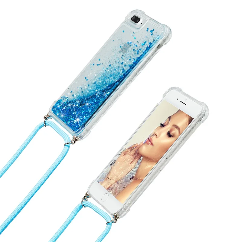 Glitterpoeder Quicksand TPU-hoes voor iPhone 8 Plus/7 Plus/6 Plus - Blauw