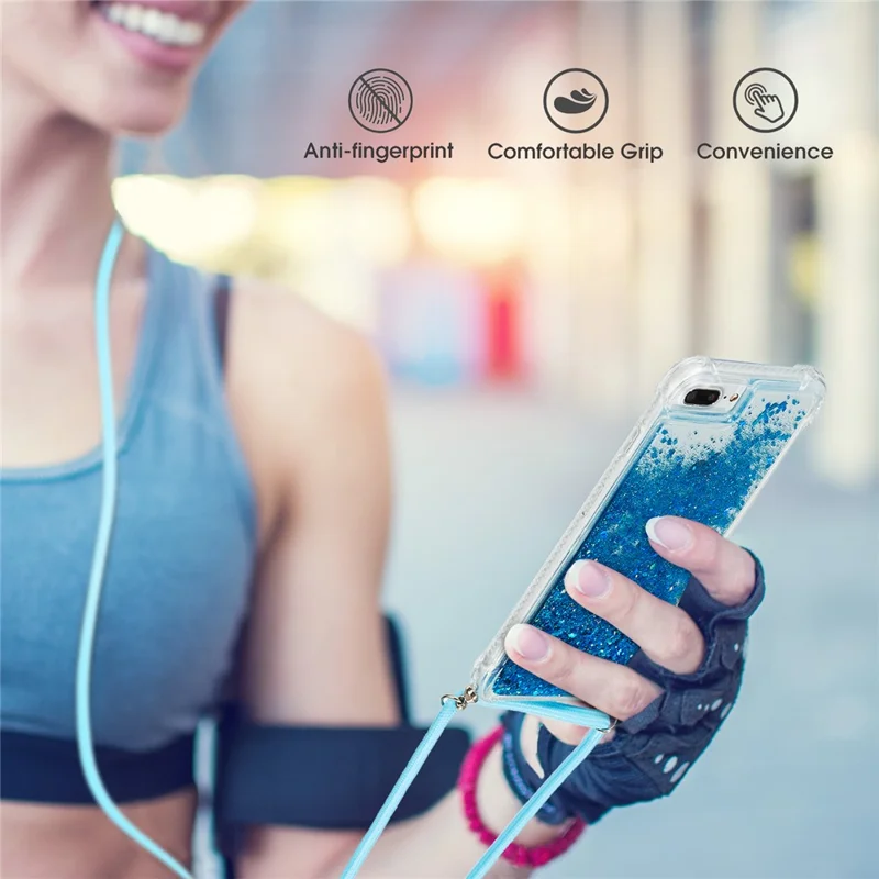 Glitterpoeder Quicksand TPU-hoes voor iPhone 8 Plus/7 Plus/6 Plus - Blauw