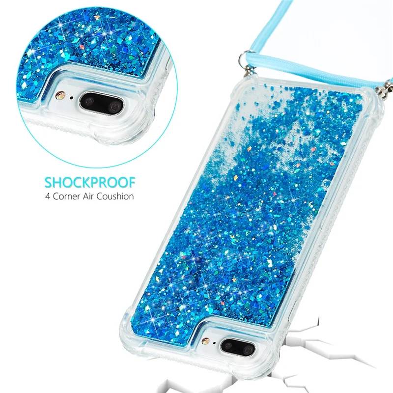 Glitterpoeder Quicksand TPU-hoes voor iPhone 8 Plus/7 Plus/6 Plus - Blauw