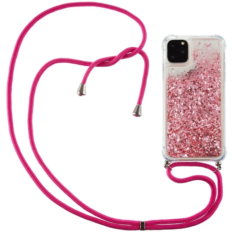 Glitter Powder Quicksand TPU Tampa Para Iphone 12 Pro/12 - Rosa