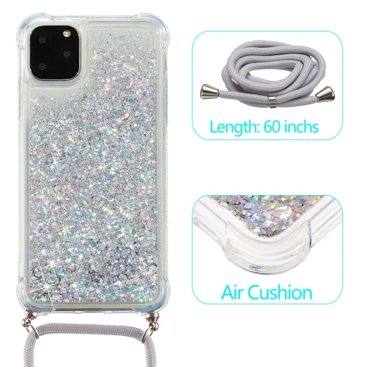 Glitter Powder Quicksand TPU Back Mobile Phone Case for iPhone 11 Pro Max 6.5 inch - White