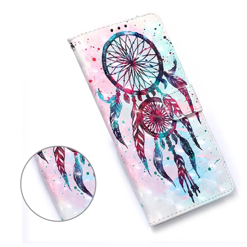 Pattern Printing PU Leather Cover Wallet Cell Phone Case with Strap for iPhone 12 Pro/12 - Dream Catcher