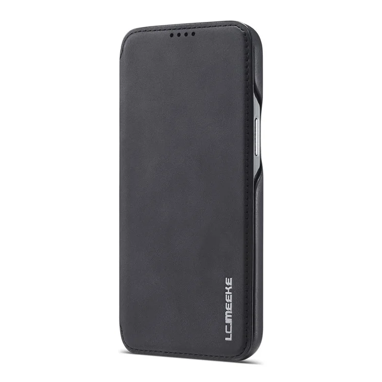 LC.IMEEKE Retro Style Protector Leather Phone Case with Card Holder for iPhone 12 Pro/12 - Black