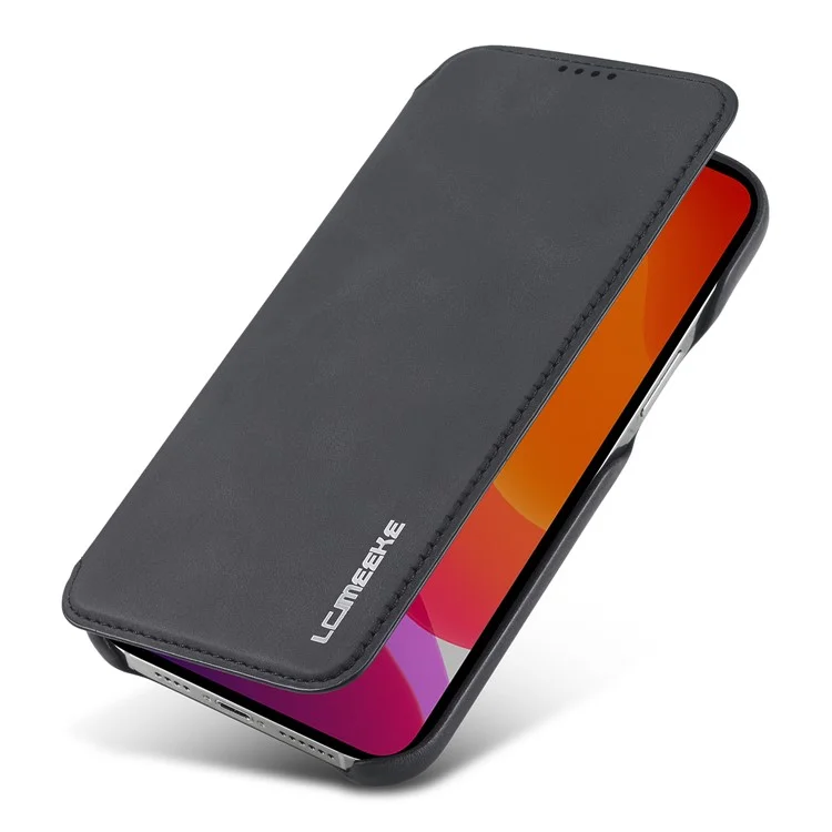 LC.IMEEKE Retro Style Protector Leather Phone Case con Porta Tarjetas para iPhone 12 Pro/12 - Negro