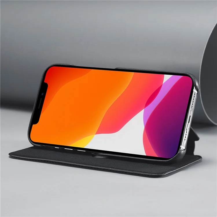 LC.IMEEKE Retro Style Protector Leather Phone Case con Porta Tarjetas para iPhone 12 Pro/12 - Negro