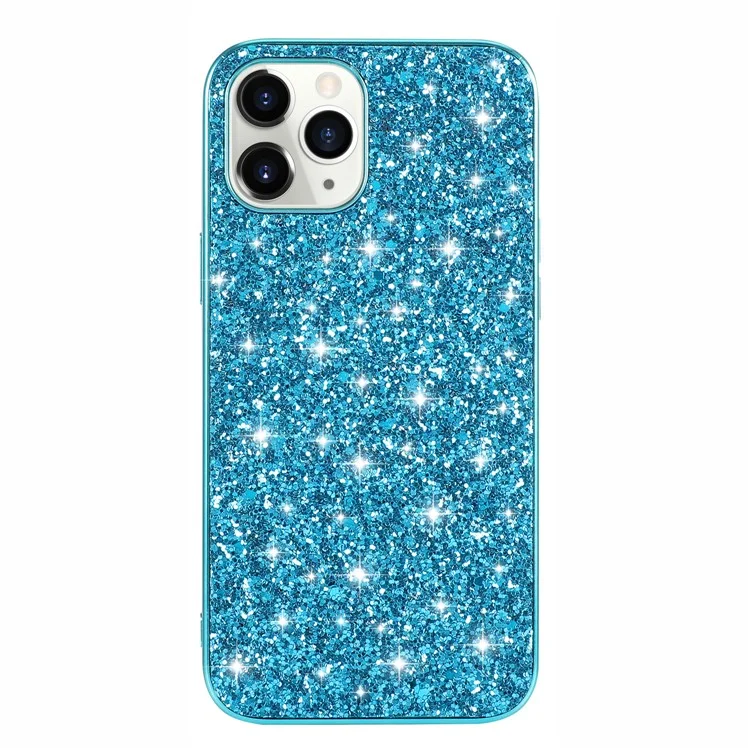 Caso de Caparazón de TPU Con Lentejuelas Brillantes + PC Hybrid Shell Case Para Iphone 12 Pro Max 6.7 Pulgadas - Azul