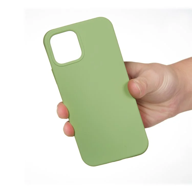 Soft Liquid Silicone Back Mobile Phone Case for iPhone 12 mini Colorful Phone Accessory - Light Green