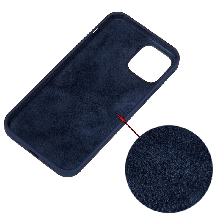 Soft Liquid Silicone Back Mobile Phone Case for iPhone 12 mini Colorful Phone Accessory - Navy Blue