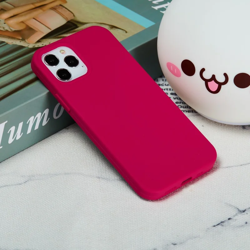 For iPhone 12 Pro/12 Soft Liquid Silicone Back Protective Cover Anti-scratch Anti-fingerprint Phone Case - Rose