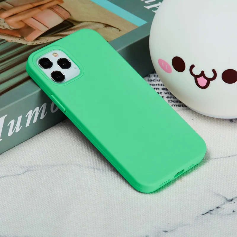 For iPhone 12 Pro/12 Soft Liquid Silicone Back Protective Cover Anti-scratch Anti-fingerprint Phone Case - Green
