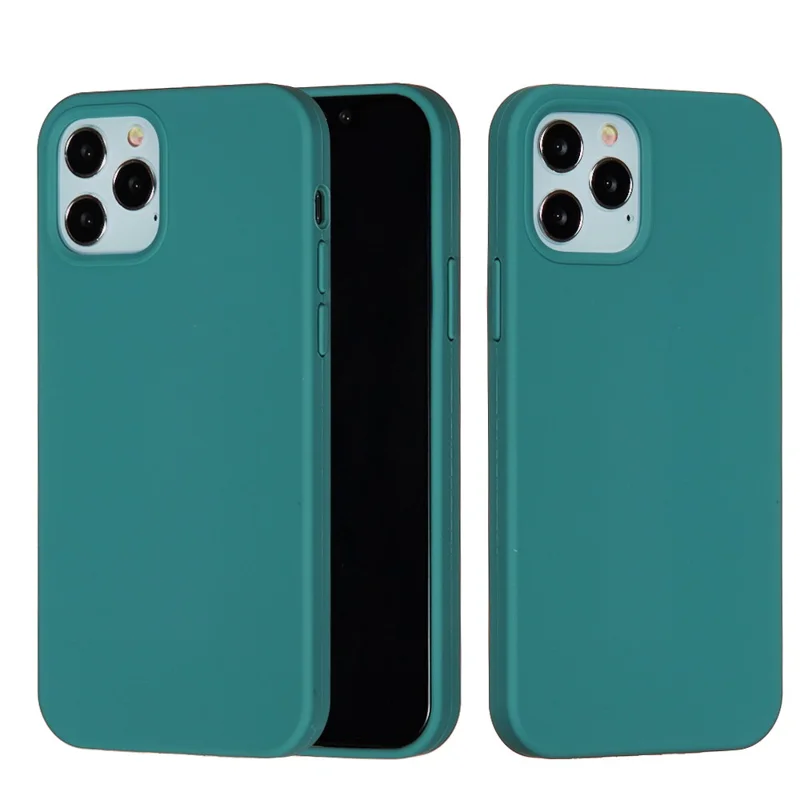 For iPhone 12 Pro/12 Soft Liquid Silicone Back Protective Cover Anti-scratch Anti-fingerprint Phone Case - Blackish Green
