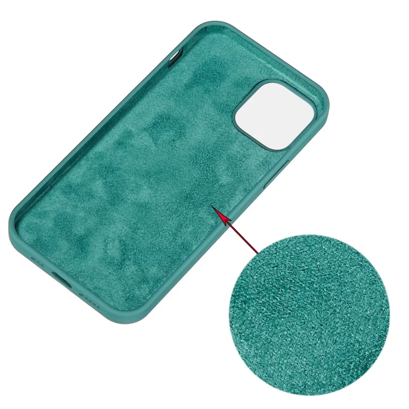 For iPhone 12 Pro/12 Soft Liquid Silicone Back Protective Cover Anti-scratch Anti-fingerprint Phone Case - Blackish Green